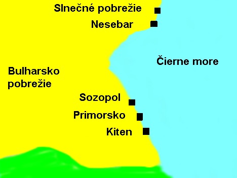 Mapa pobrežia Bulharsko - 0
