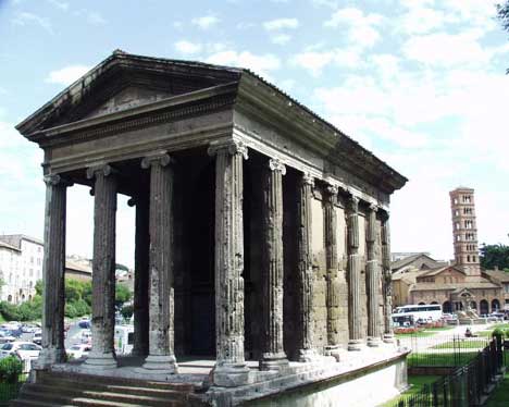 Taliansko - Rím - Forum Boario, chrám Fortuny Virilis, v pozadí S. Maria in Cosmedin - 9