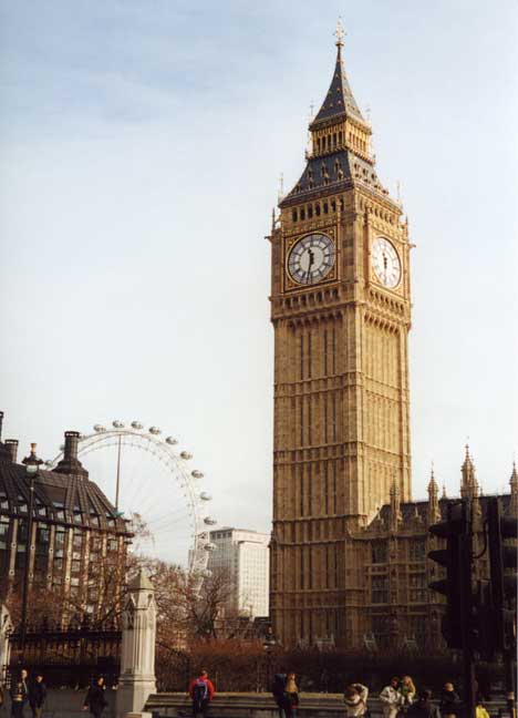 Londýn - Big Ben (v pozadí London Eye) - 2