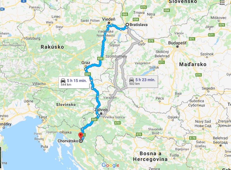 najrýchlejšia trasa do Chorvátska