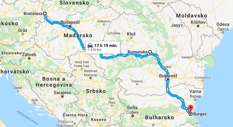 do Bulharska autom - cez Rumunsko