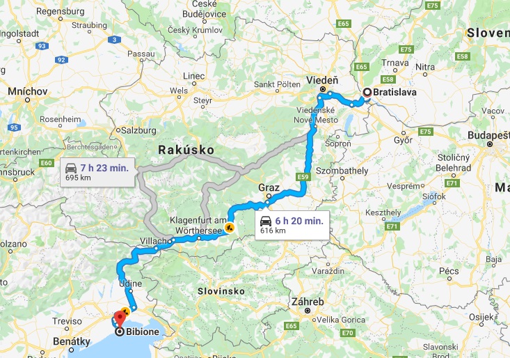 autom do Talianska cez Rakúsko