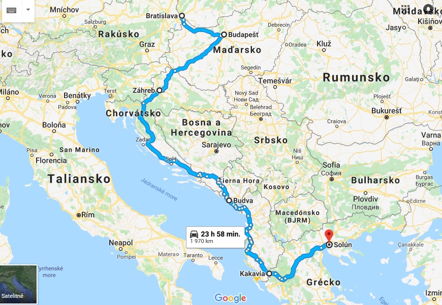 autom do Grécka - trasa
