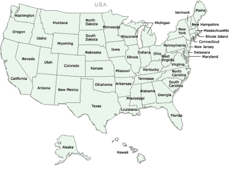 Mapa jednotlivých štátov